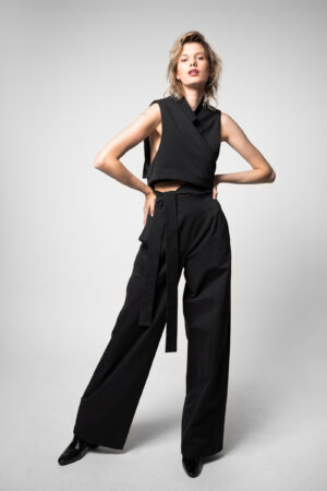 WIDE-LEG COTTON TROUSERS